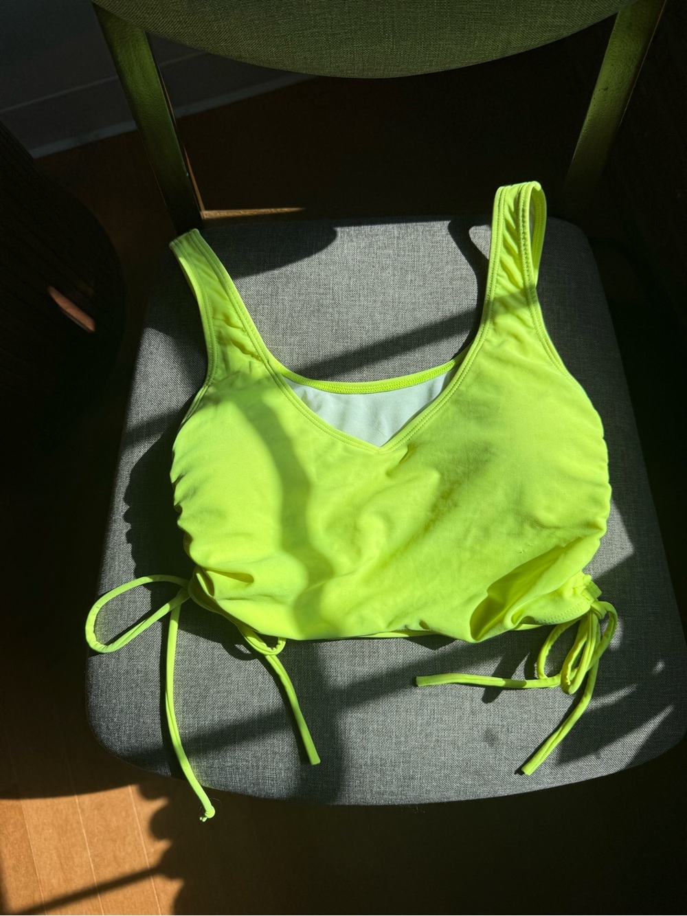 SHEIN Neon Lime Drawstring Swim Top
